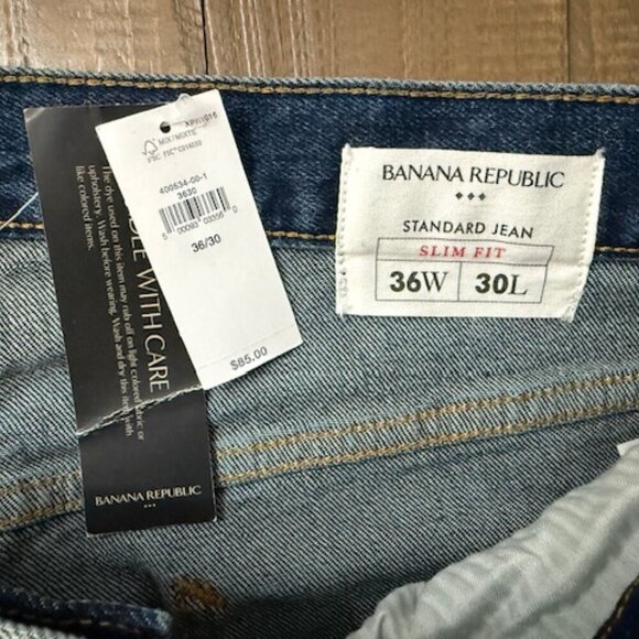 Banana Republic Washwell Standard Jeans Slim Fit Legacy Wash Men's 36/30 - Picture 5 of 7